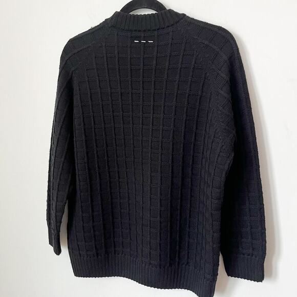 Son of a Tailor Check Knit Sweater Custom Black 3D Knit Merino Wool Classic - Picture 7 of 12